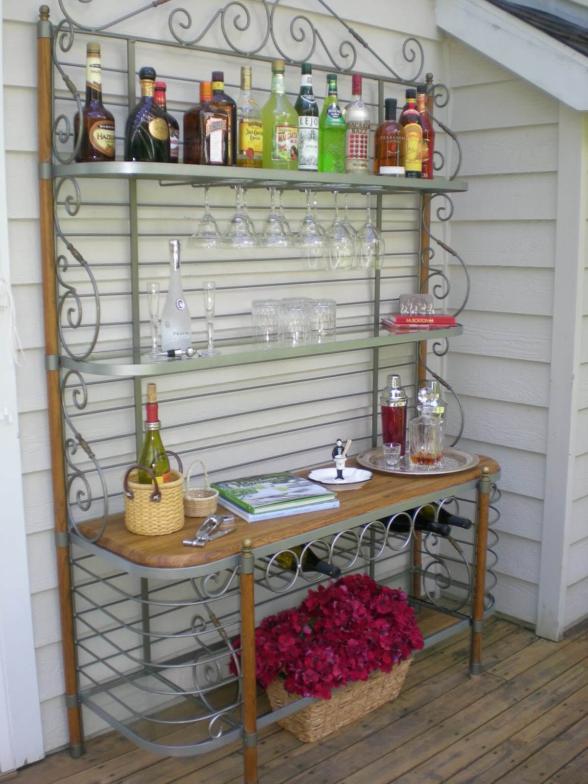 Upcycled Baker’s Rack Outdoor Bar