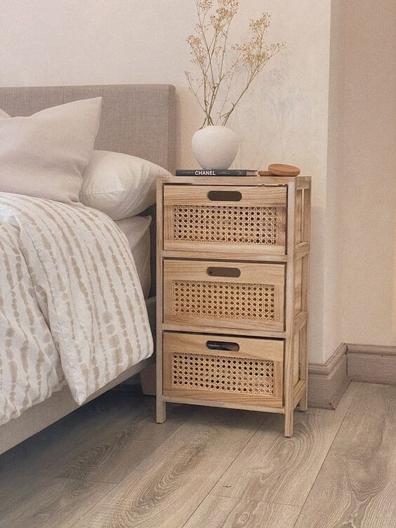 Natural Rattan Cane Dresser Chest