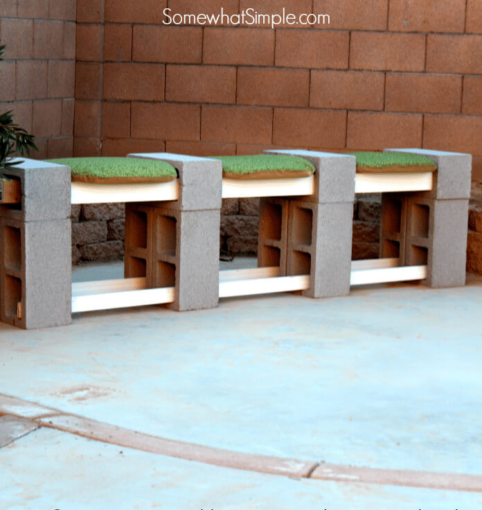 Cinder Block Outdoor Garden Bench