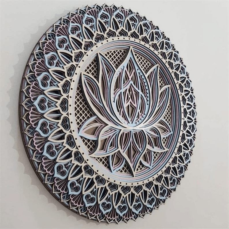 Metal Mandala with Lotus Flower Center