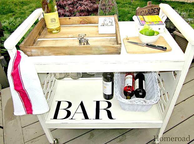 Upcycled Wooden Outdoor Bar Cart