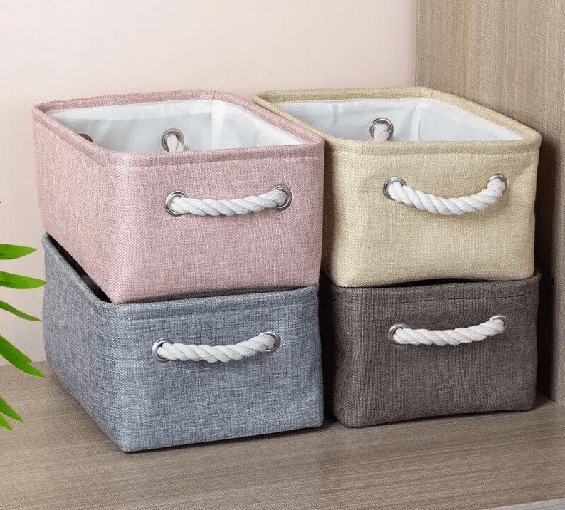 Cotton Linen Folding Storage Baskets