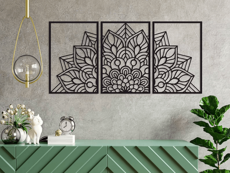 Three-Piece Metal Mandala Wall Art Set
