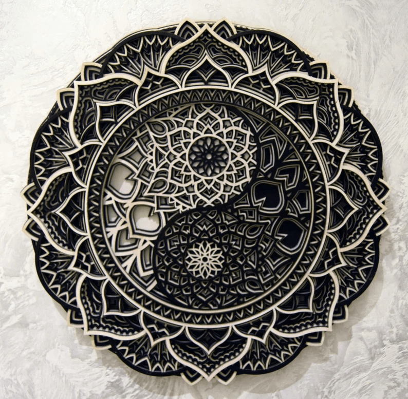 Unique Yin Yang Wooden Mandala Decoration