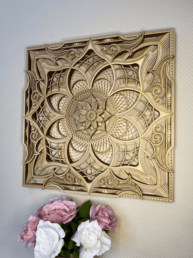 Protected from Harm Squared Wooden Mandala