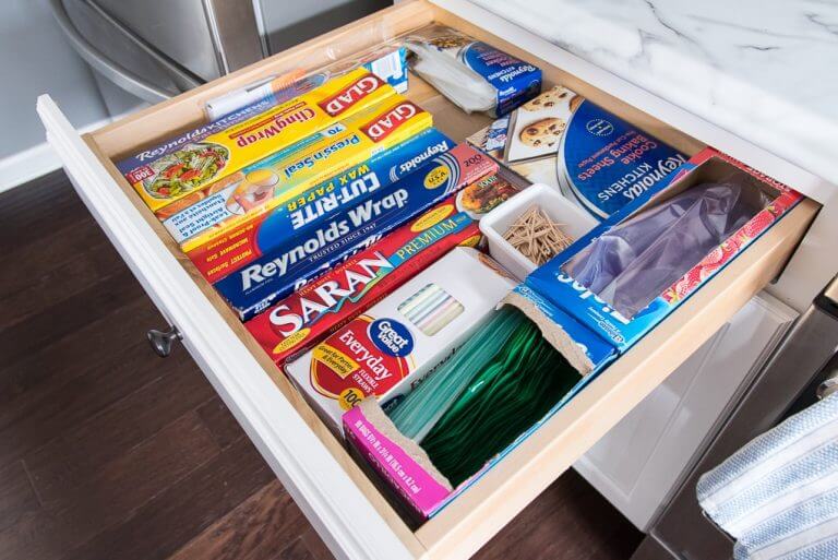Drawer Organization for Wraps and Bags