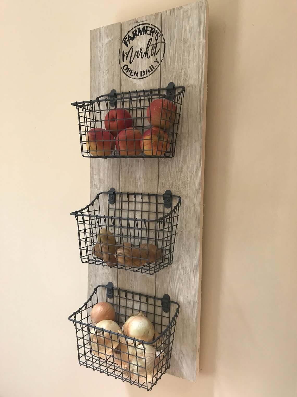 Farmer’s Market Hanging Kitchen Organizer with Baskets