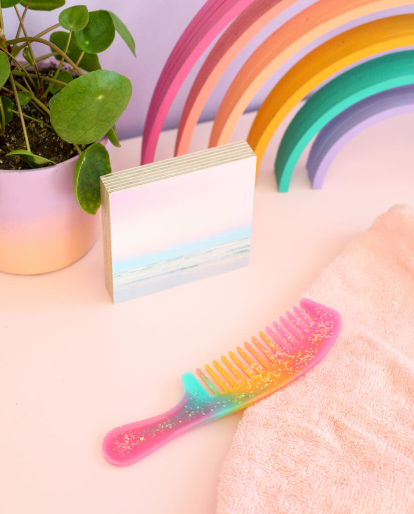 Colorful Rainbow Resin Unicorn Comb