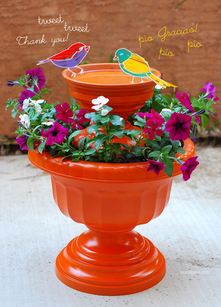 DIY Urn Bird Bath Decor