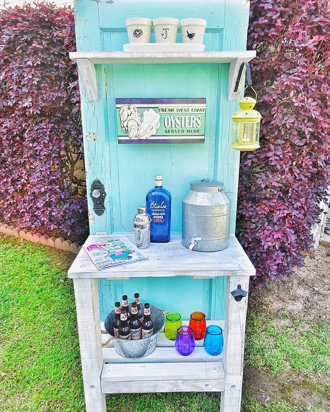 Unique DIY Old Door Turned Outdoor Bar