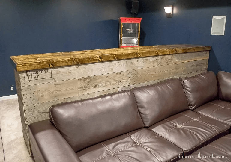 Sturdy and Rustic Wooden Man Cave Bar