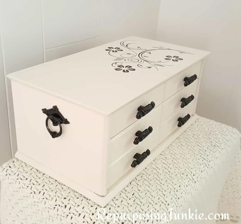 Remarkable Refurbished Stenciled Jewelry Box