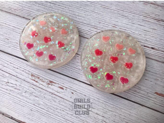 DIY Heart Themed Epoxy Coasters