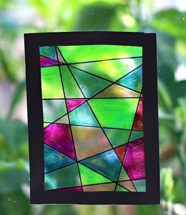 Geometric Faux Stained Glass Window