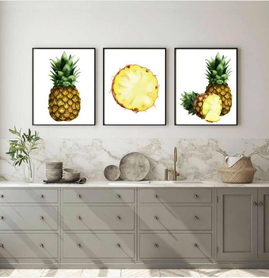 Set of 3 Pineapple Canvas Art
