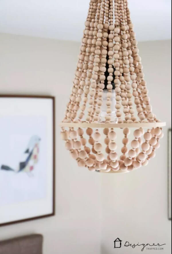 Natural Wooden Bead DIY Light Fixture