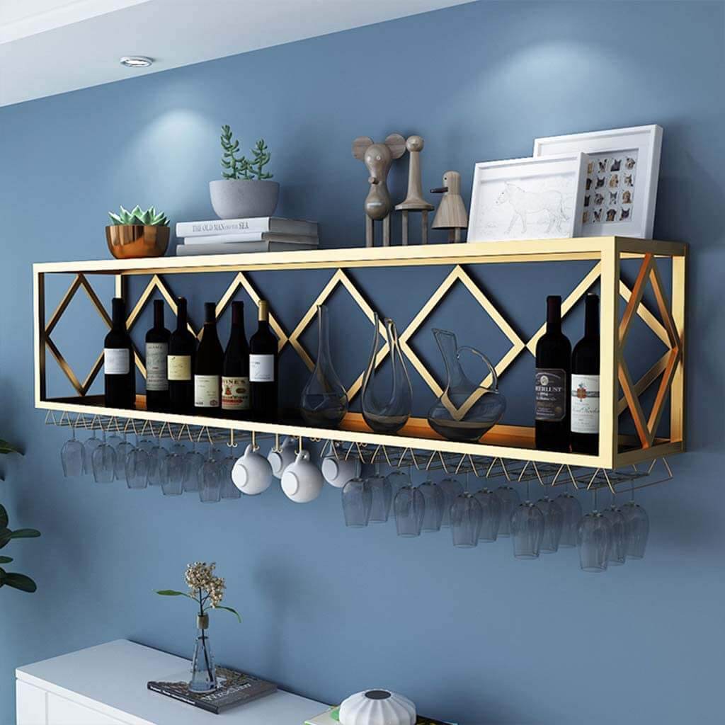 Glamorous Gold Diamond Wall Shelf