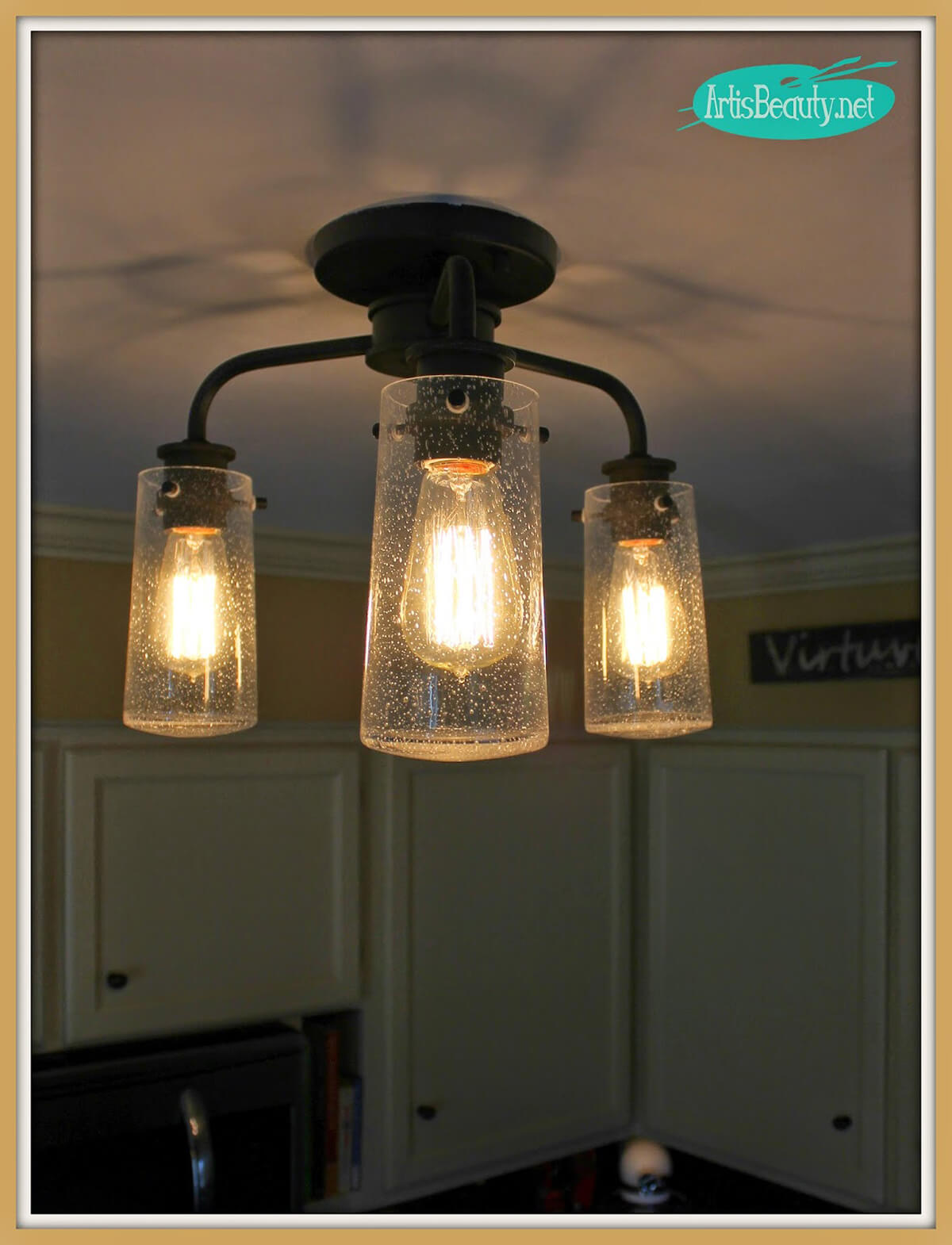 Vintage Seedy Glass Globes Light Fixture