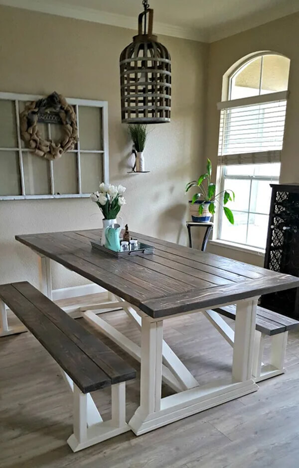 Gray kitchen table online with bench