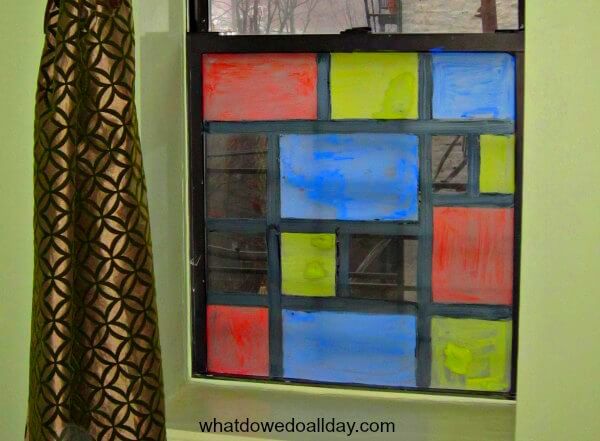 Temporary Mondrian Painted Window Art