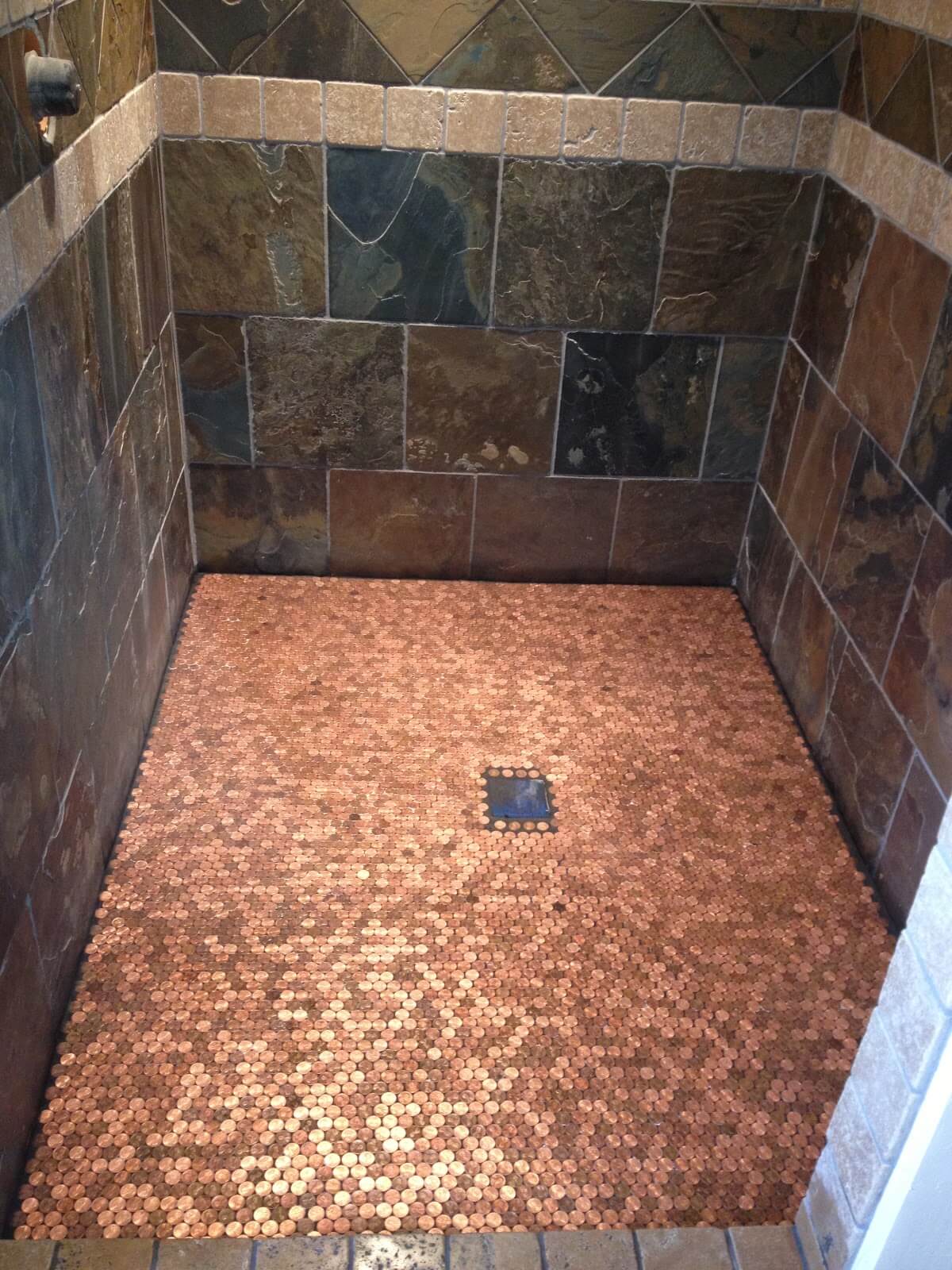 Stunning “Heads Up” Penny Shower Floor