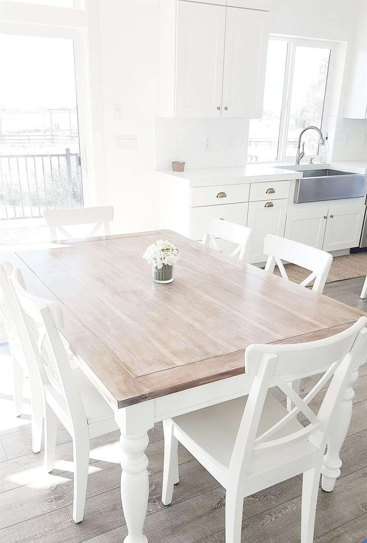All White Chairs and Accent Dining Table