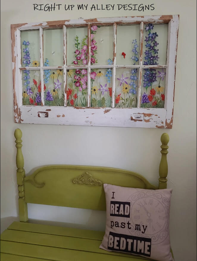 Hand Made Custom Painted Old Window