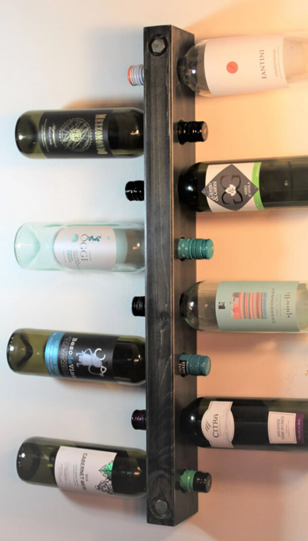 Handmade Wine Rack with Eight Bottle Capacity
