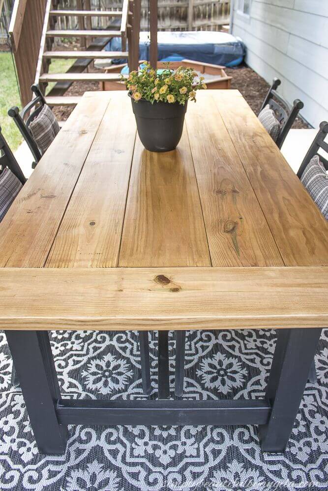 Large Plank with Black Leg Outdoor Table