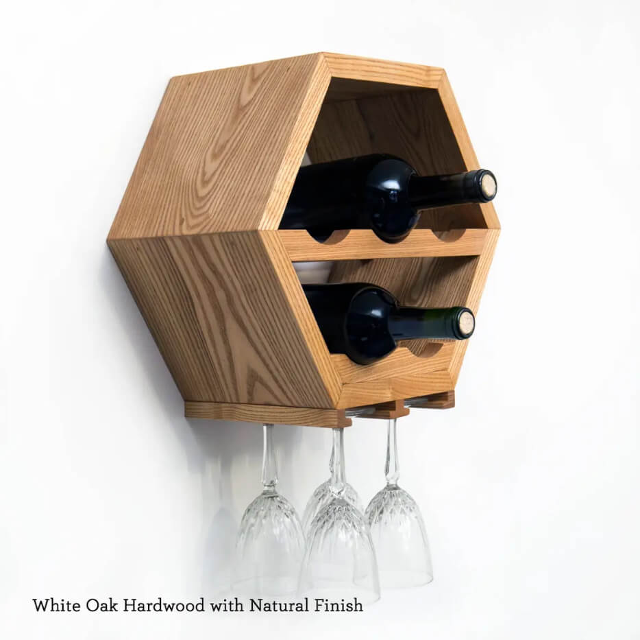 Hexagonal Wine Rack Made from Solid Wood