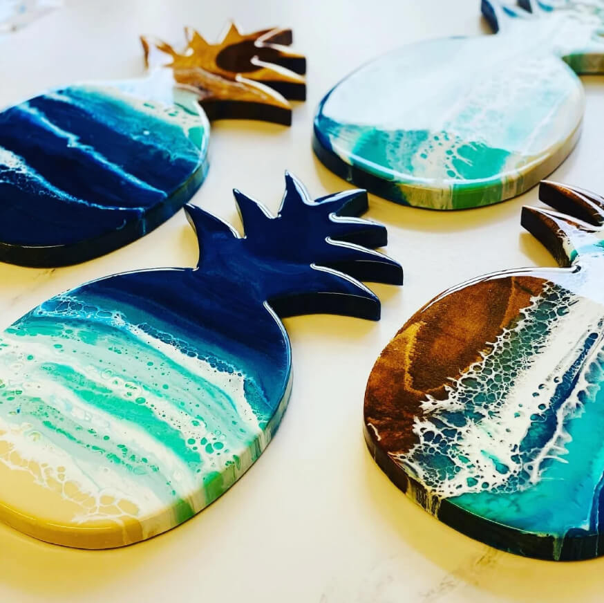 Coastal Pineapple Theme Resin Wall Art