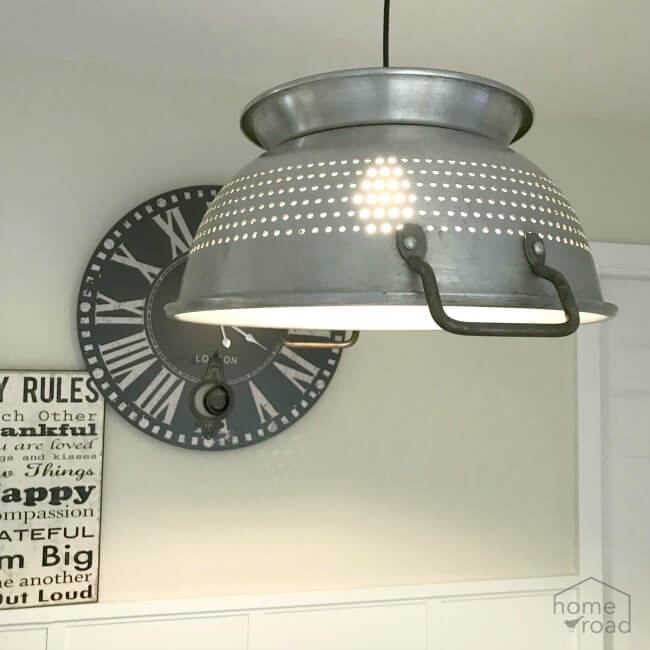 Repurposed and Restyled Colander Farmhouse Light