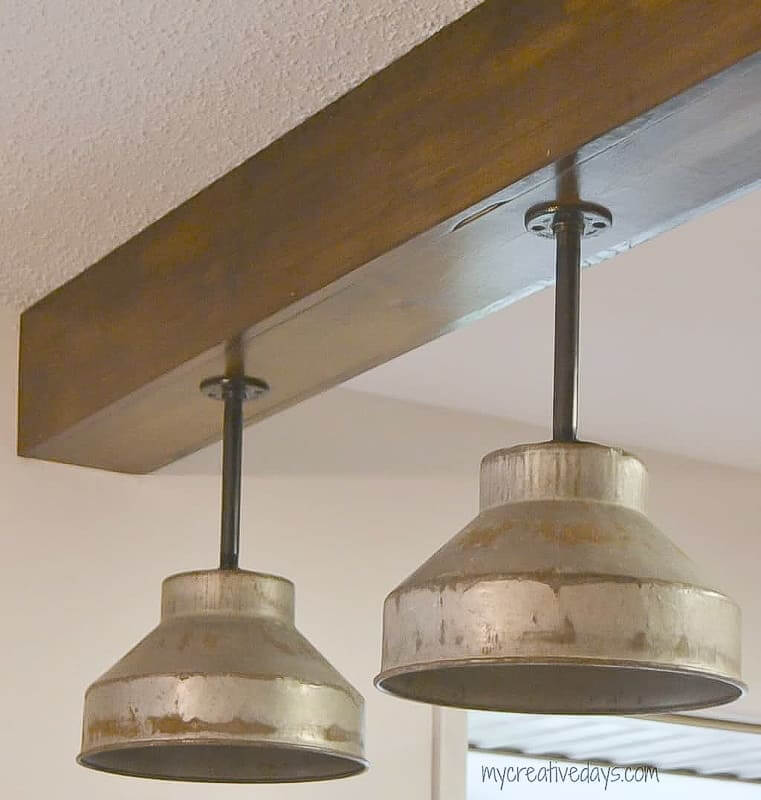 Galvanized Metal and Pipe Pendant Kitchen Lights