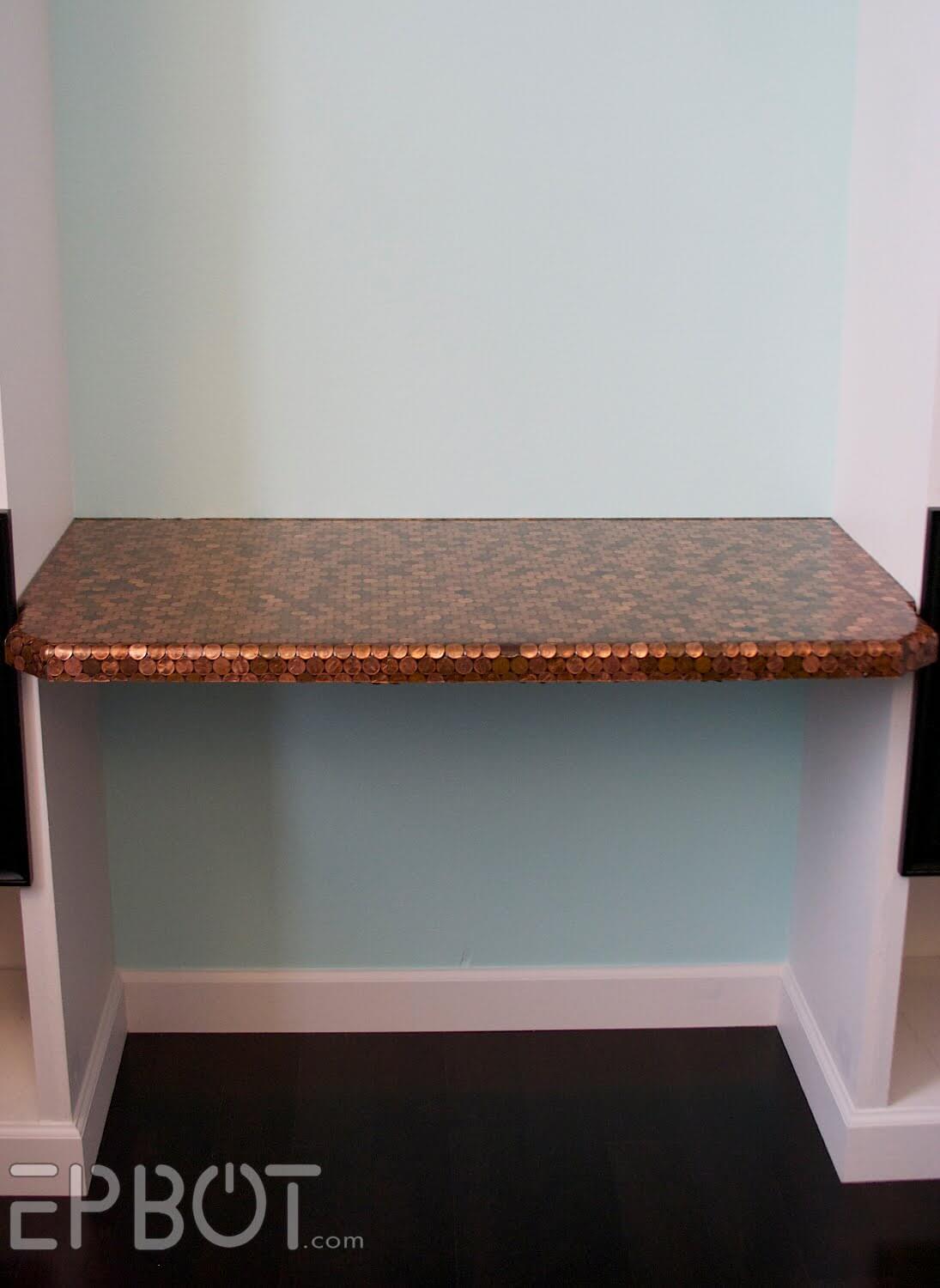 Using Pennies to Finish a Built-In Desk