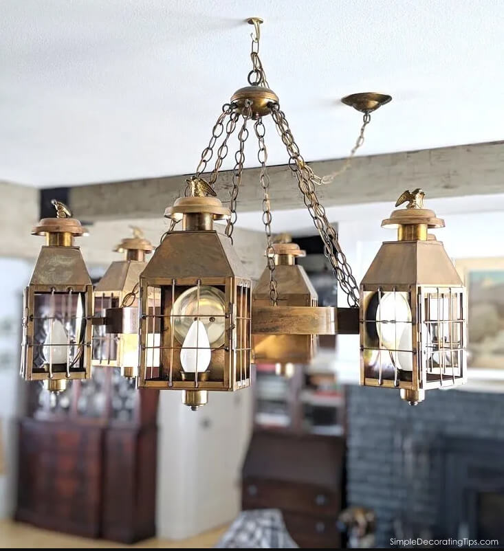 Antique Brass Lantern Vintage Light Fixture