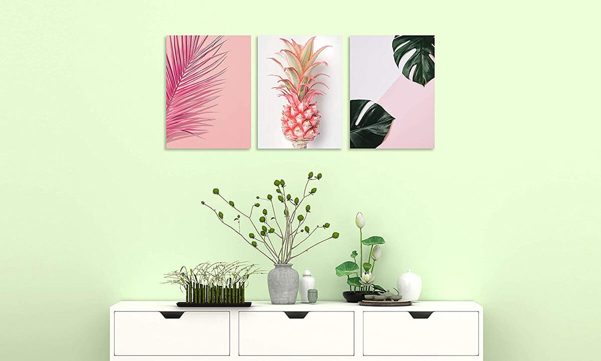 3-Piece Tropical Pink Pineapple Wall Art