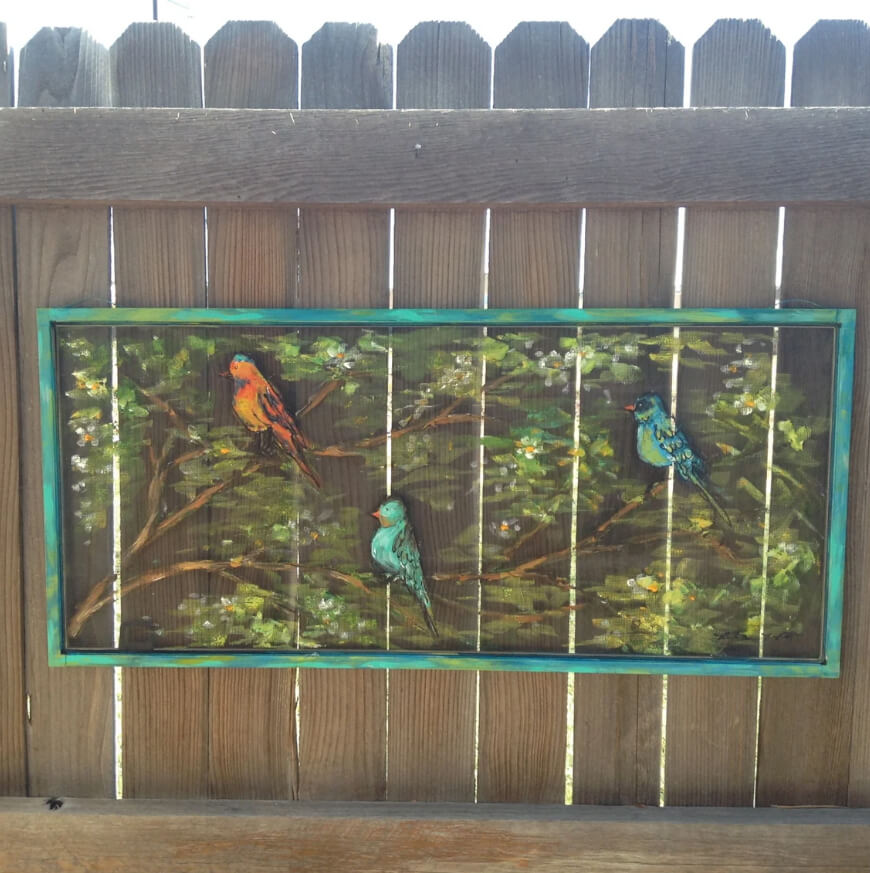 Recycled Old Window Screen Painting