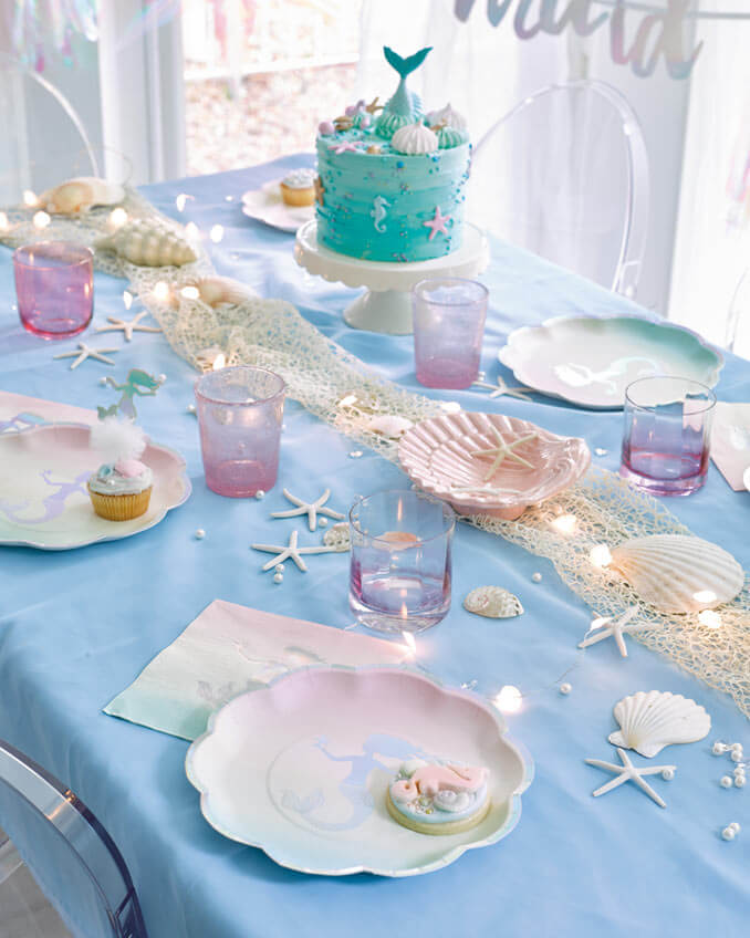 Set of 12 Iridescent Mermaid Plates