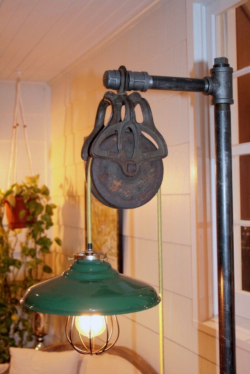 Industrial Light with Barn Pulley and Shade