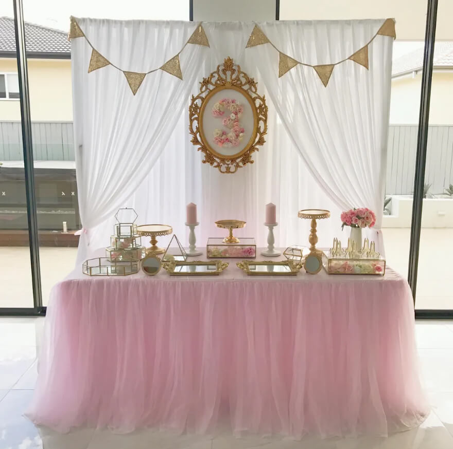 Pink Tulle Tablecloth for a Magical Birthday Table