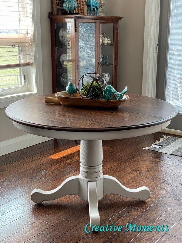 Round Dining Table with White Pedestal