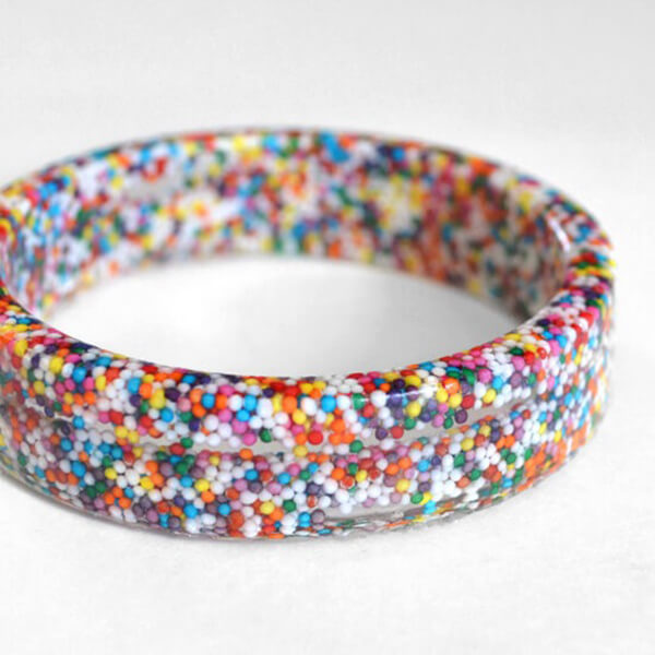 Unique Rainbow Sprinkle Resin Bangle