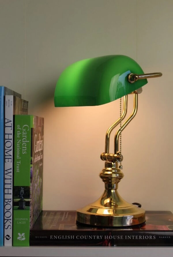 Old Fashioned Green and Brass Banker's Light
