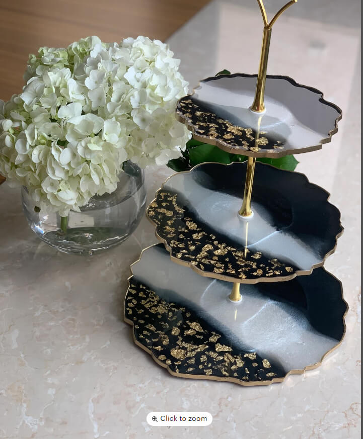 Customizable Three-Tier Geode Tray Oozing with Elegance