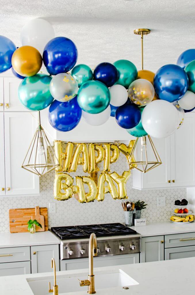 Shiny Birthday Balloons and Garland Design