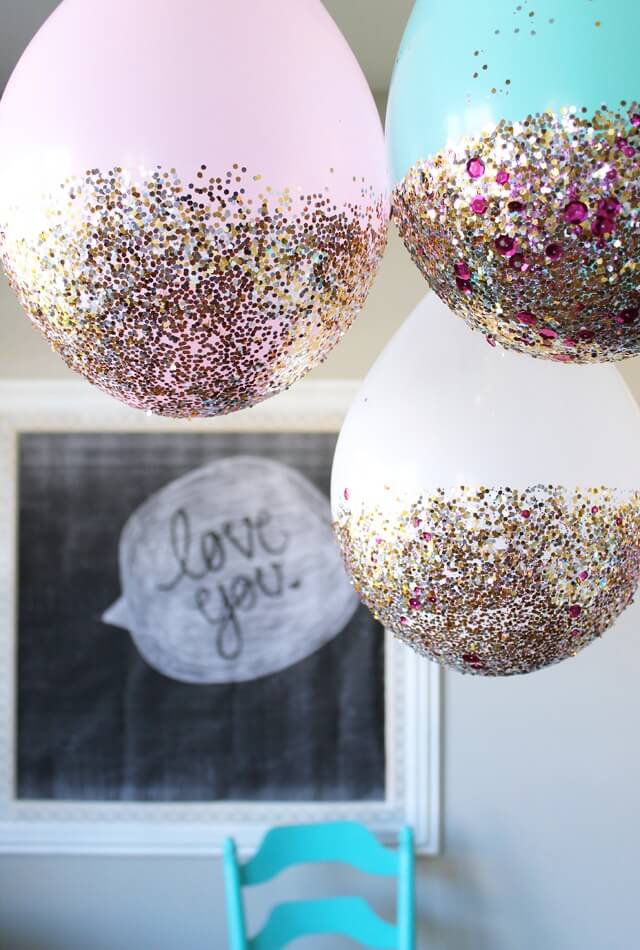 Beautiful Glitter Dripped DIY Balloons