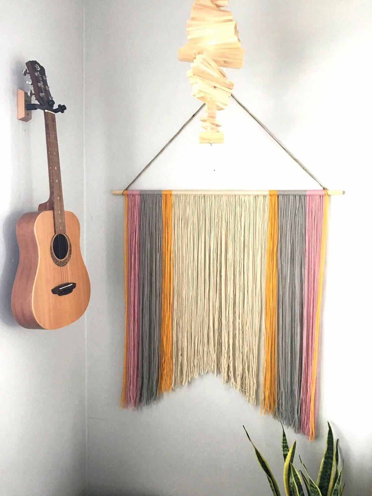 Inverted Chevron Yarn and Dowel Wall Hanging