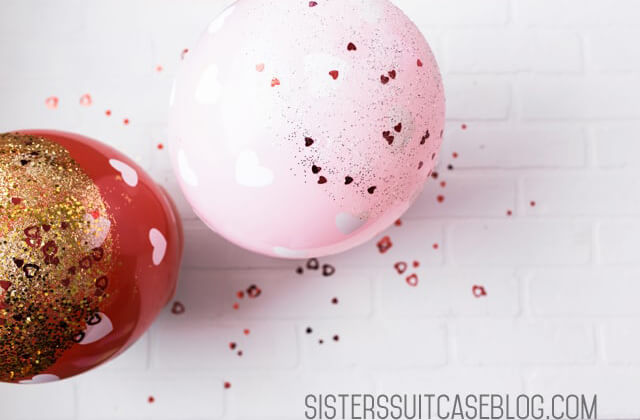 Valentine’s Day Glitter Dipped Balloons
