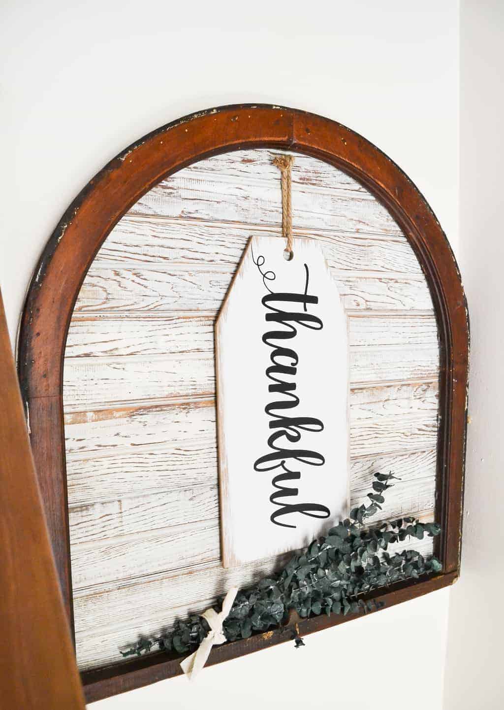 Wooden Arched Window with Lovely Message