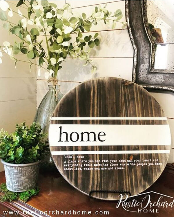 Rustic Round Home Sign with strips